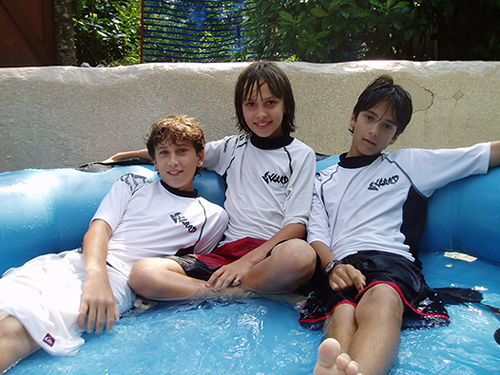 Chillin out on the raft. - SurfExpo, Sep 2005